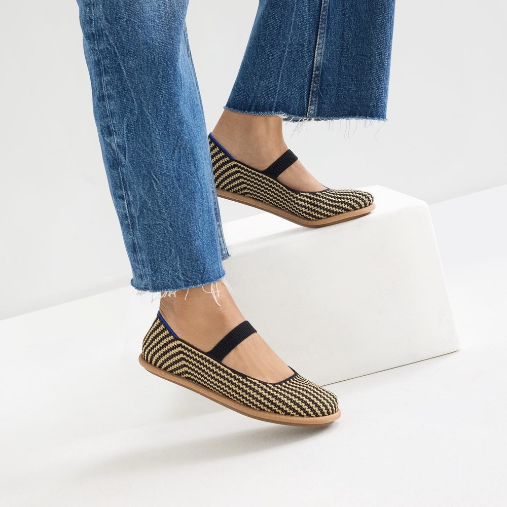 NWOB Rothy's The Cruiser Mary Jane in Toffee Stripe Size 8